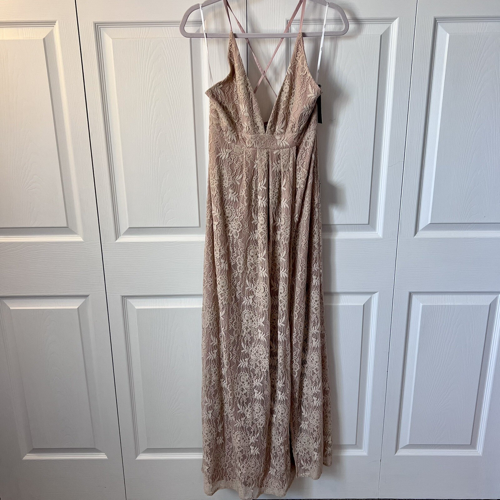 NWT Lulus “Stolen Moments” Dusty Pink Lace Up Lace Maxi Dress Size Medium |  eBay