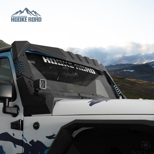 FIT JEEP WRANGLER JK/JKU 2007-2018 STEEL WINDSHIELD ARMOR GUARD W/LED LIGHTS