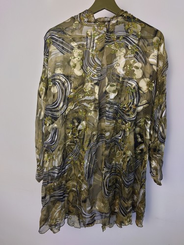 Dreamkeeper Chiffon Glitter Floral Evening kimono Cardigan Lightweight S/M Silk - Picture 9 of 13