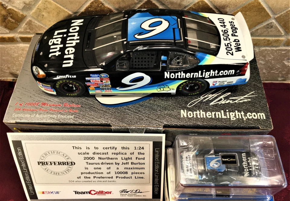 JEFF BURTON 2000 Northern Light #9 Team Caliber 1/24 CW Bank & 1/64 HO Car SET  - Image 3 of 4