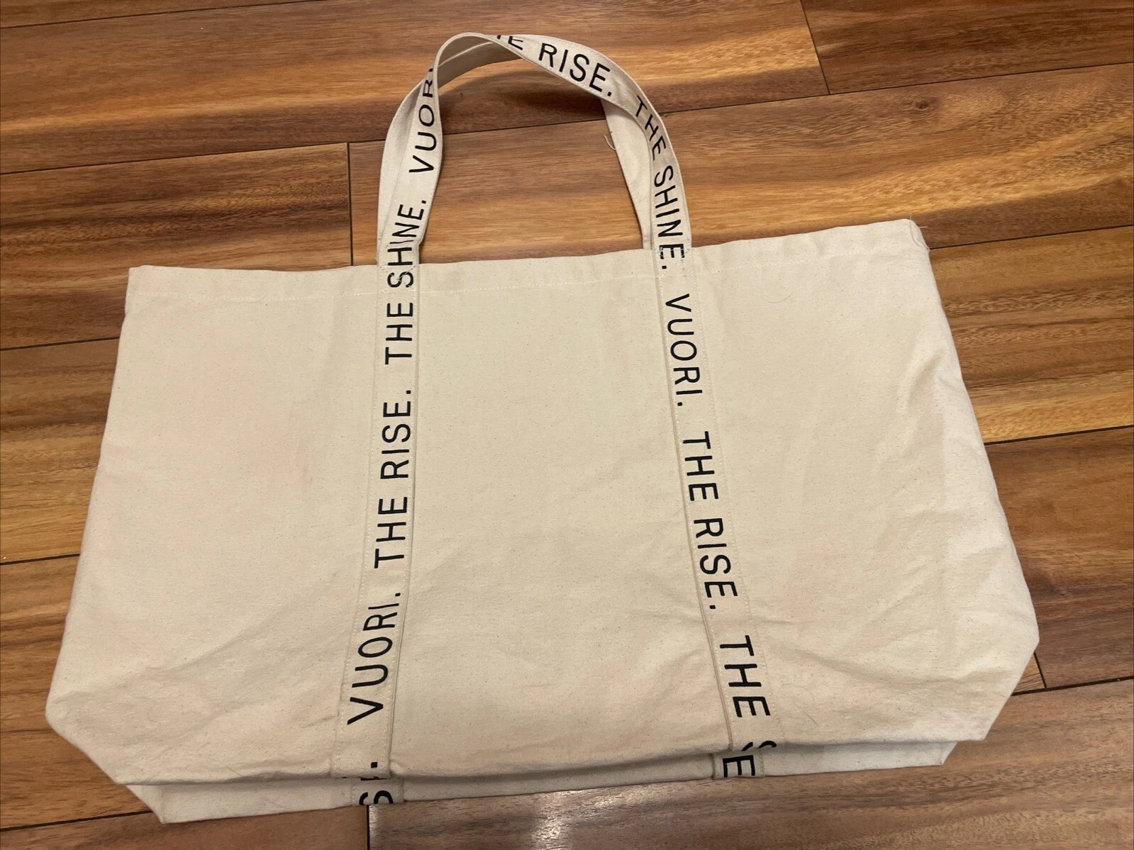 vuori limited edition the rise the shine canvas tote 