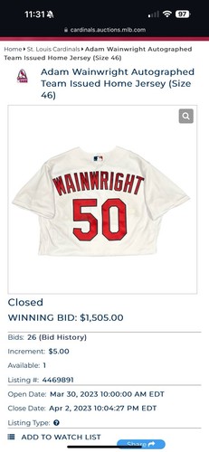 ADAM WAINWRIGHT SIGNED PLAYER GAME ISSUED CARDINALS AUTOGRAPHED JERSEY PSA AUTO - Picture 8 of 8