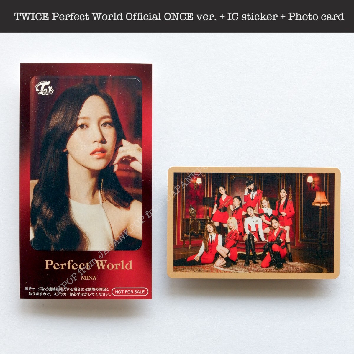 MINA TWICE Perfect World Official ONCE ver. + IC sticker + Photo