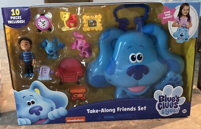 TAKE-ALONG FRIENDS SET Blue's Clues & You Figures Carry Case Shovel Pail Josh 