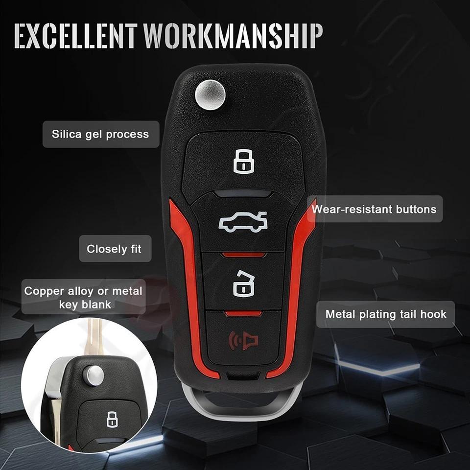 2 Remote Car Key Fob for Ford Mustang Escape 2005 2006 2007 2008 2009 2010-2012 - Image 3 of 4