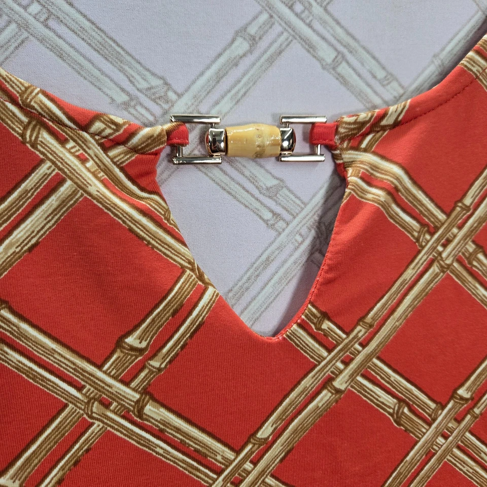 Charter Club 女式上衣 1X 橙色束腰外衣 3/4 袖航海竹 — 第 4/4 张图片