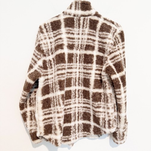 H&M Oversized Checkered Button Up Shacket Shirt Jacket Fleece Outdoor Sherpa XS - Picture 9 of 10