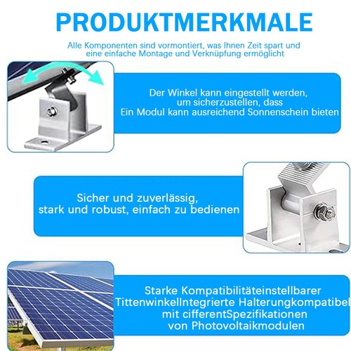 Solarmodul Halterung PV Individuell Verstellbar Flachdach Befestigung Montage.~ - Bild 15 von 21