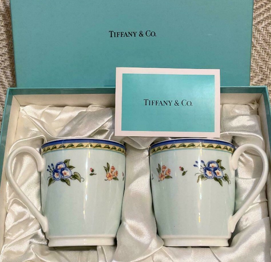 Tiffany & Co. Morning Glory Pair Mug Cup Box Set Teacup Tableware