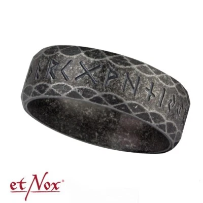 Runen Ring Rune Asatru Runenreihe Ältere Futhark Edelstahl Antik Optik SR1206