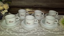 VINTAGE ANNI 80 ARCOPAL FRANCE SET 6 TAZZINE CAFFE' LAVAZZA SERIE RESTAURANT 
