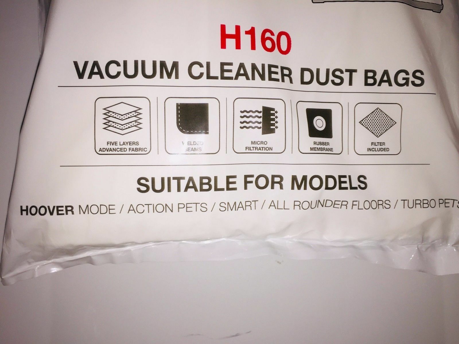 5(PK) Genuine Hoover Mode Vacuum Cleaner Bags + Filter H160