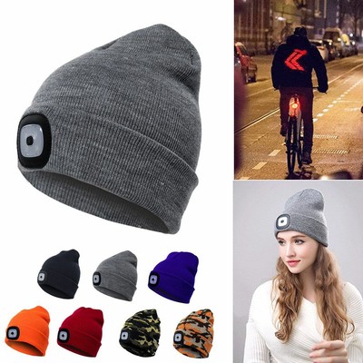 USB LED Beanie Hat Head Light Lamp Knit 