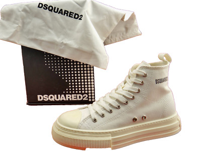 DSQUARED2 Sneaker Weiß Canvas High Top Plateau Damen Schuhe Gr.40 UK 6,5