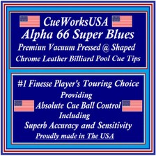 ALPHA 66 Super Blues Finesse Players Billiard / Pool Cue Tips, 4  1 Free.