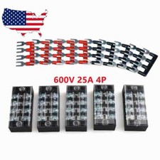 5 Pcs Dual Row 4 Positions Screw Terminal Electric Barrier Strip Block 600V 25A