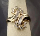 2 CT Baguette Cut Simulated Diamond Women's Wedding Ring 14k Yellow Gold Plated