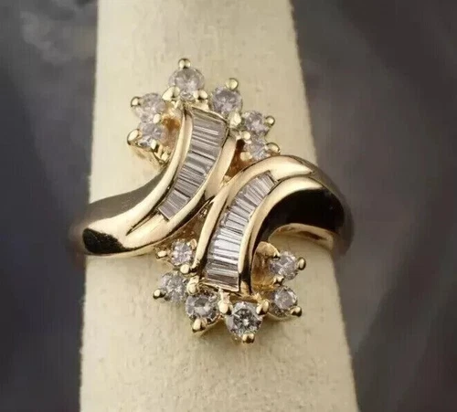 2 CT Baguette Cut Simulated Diamond Women's Wedding Ring 14k Yellow Gold Plated