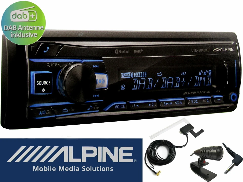 ALPINE UTE-204 USB Bluetooth Radio Digitalradio DAB+ Antenne inkl. für VW Passat - Bild 2 von 4