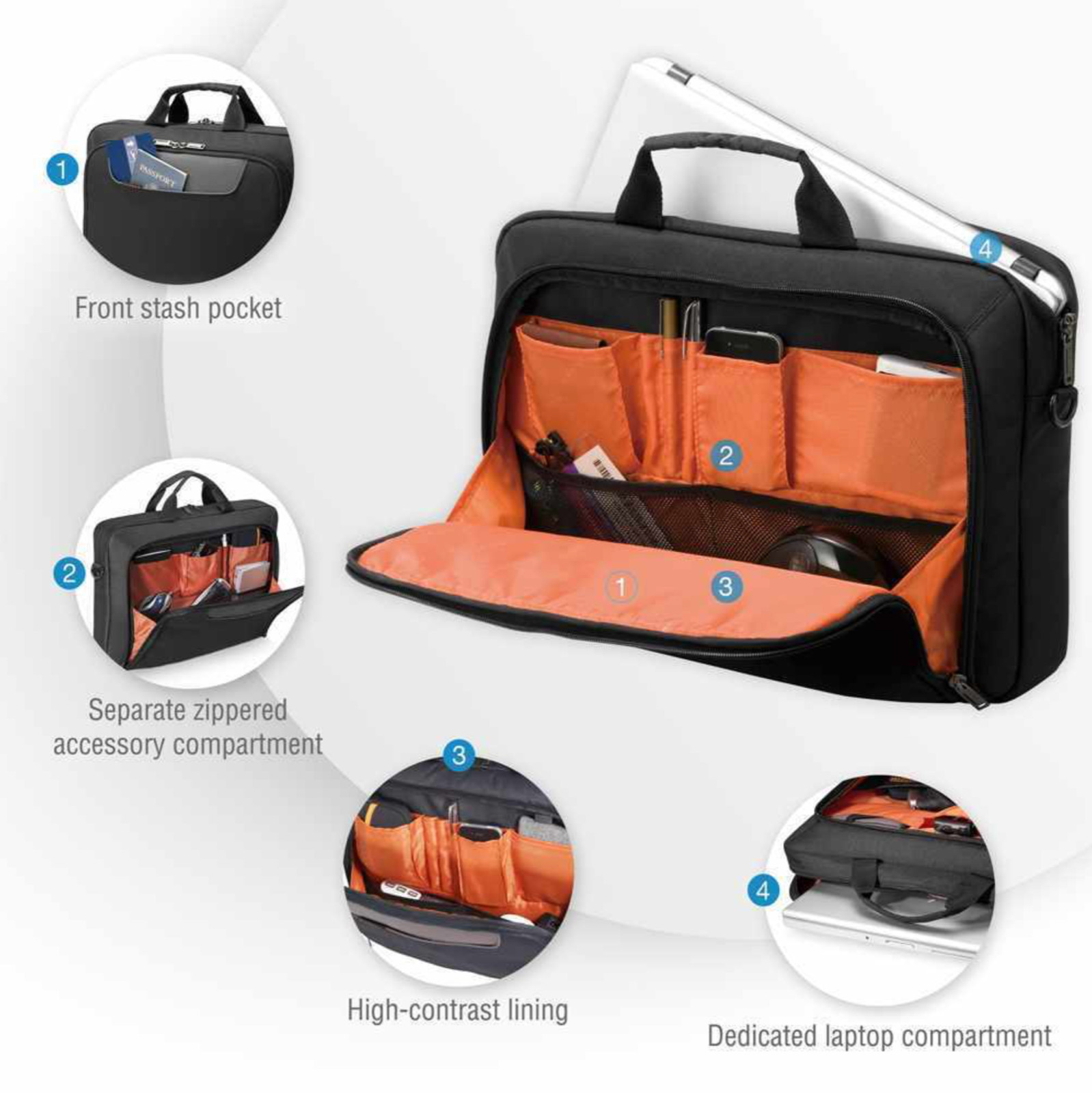 Everki Advance Laptop Bag/Briefcase up to 18" inch Bag and Sleeve - Black