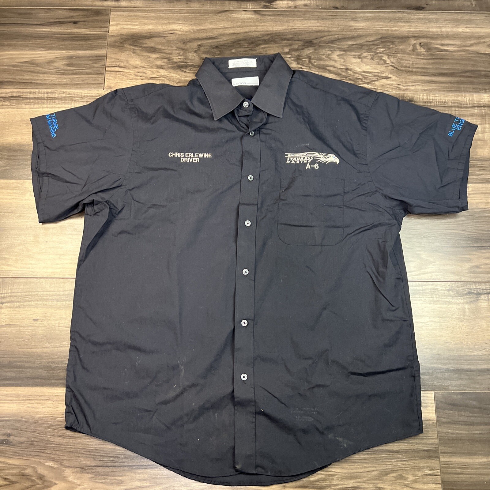 Enro Shirt Mens Extra Large Black Blue Thunder Custom Marine Button up