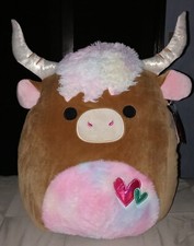 BNWT Squishmallow CANDELA The Highland Cow 16" Valentines 2023 Squishmallows HTF