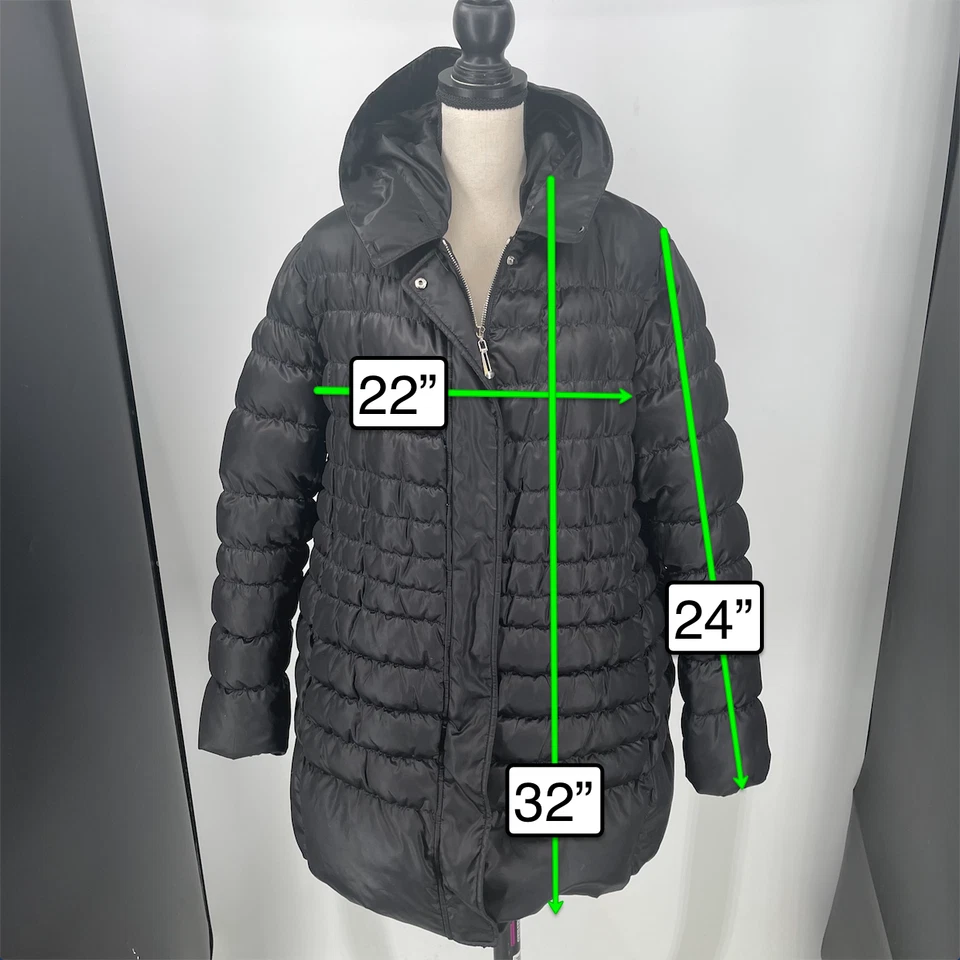 Parka Corso Venezia MUJERES Negra Genuina Rellena de Plumón Cremallera Completa con Capucha Talla GRANDE Foto 2 de 4