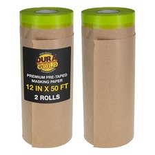 Dura-gold Pre-taped Masking Paper 12 X 50 Tape Drape Paint Masking 2 Rolls Dura-gold Pre-taped Masking Paper 12 X 50 Tape Drape Paint Masking 2 Rolls