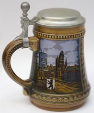 Vintrage West Germany Scenes Original Gerzit Gerz Lidded Stein