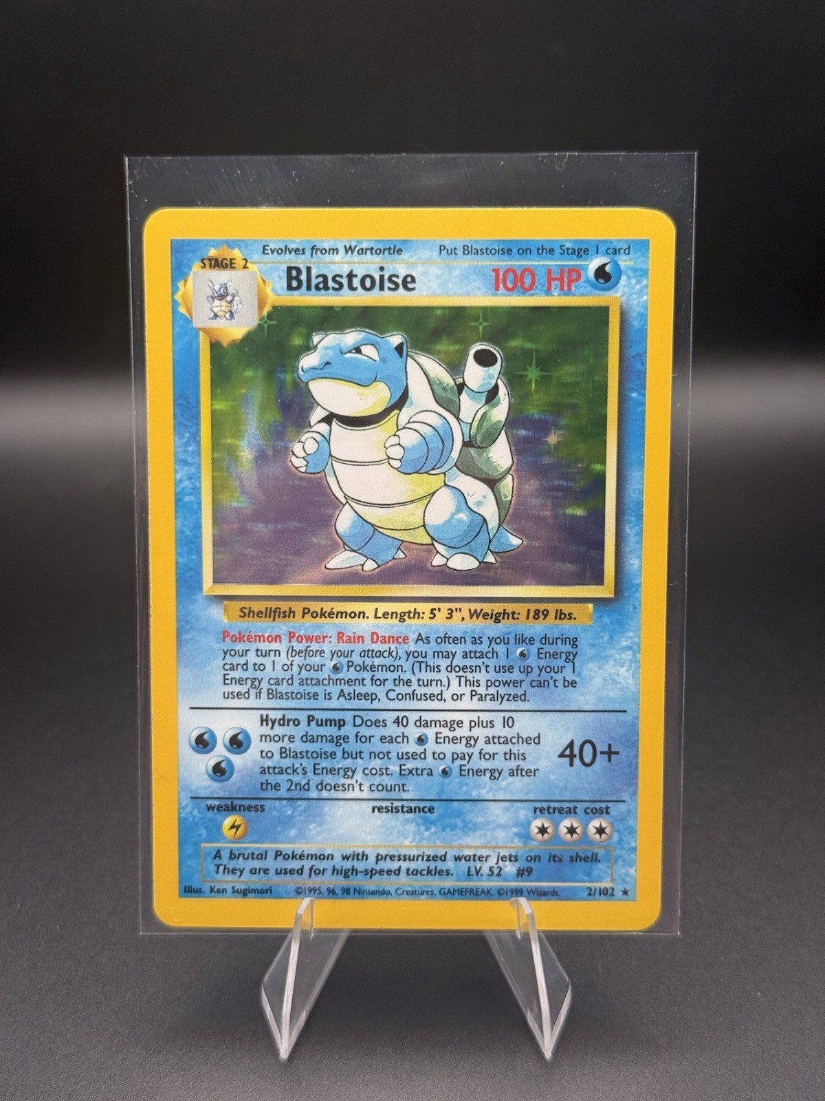 Blastoise 002/102 Holo Rare Base Set 1999 Pokemon Card NM
