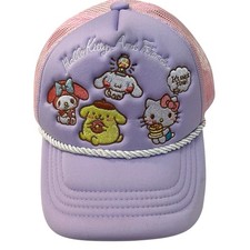 Hello Kitty And Friends Youth Trucker Hat Embroidered Purple Pink Adjustable