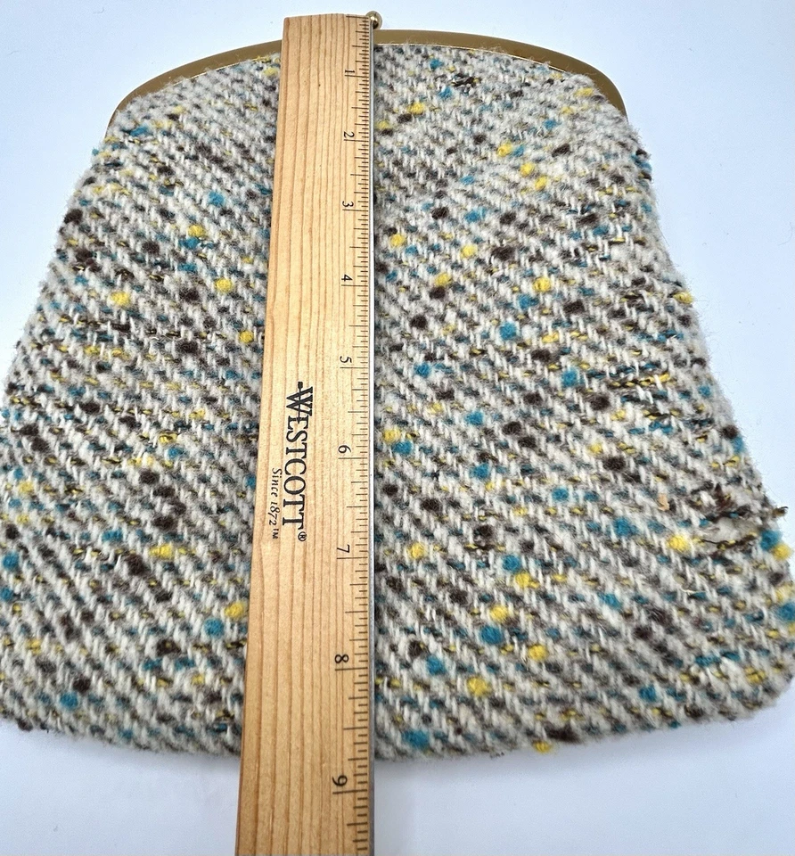 Cartera sin asas vintage Neusteters Denver tweed multicolor azul amarillo marrón Foto 4 de 4