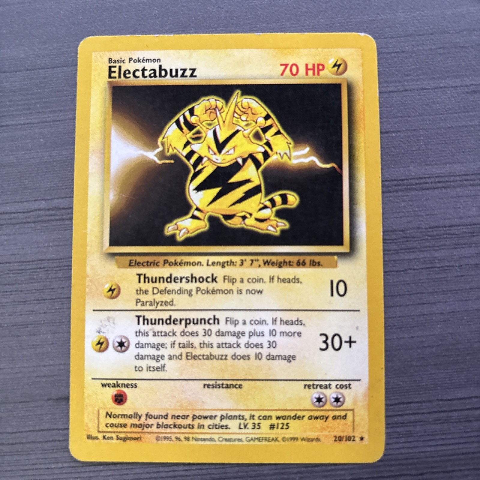 Electabuzz 020/102 Base Set Regular Pokemon TCG 1999 WOTC MP .T29