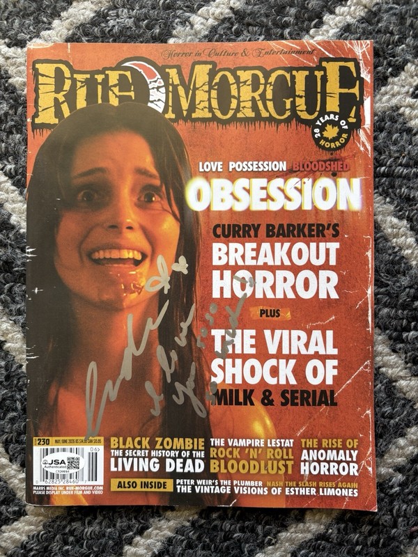 RARE Inde Navarrette JSA Signed RUE MORGUE OBSESSION MAGAZINE Issue 230 W/Quote