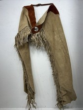 NOS Brown Show Chaps With Fringe Adjustable Waist 32  I-73
