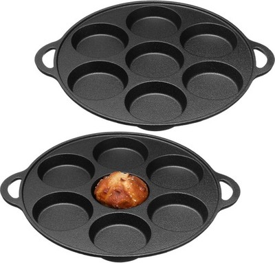 Tcy 2 Pcs Cast Iron Biscuit Pan Cast Iron Muffin Seasoned Mini Cake