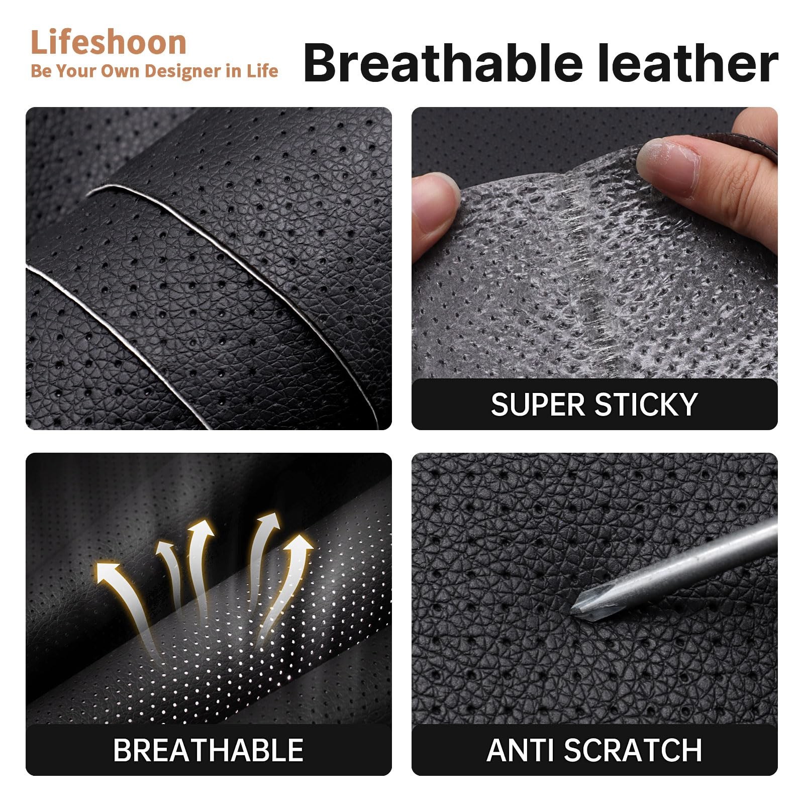 Lifeshoon Leather Repair Patch, 17X79 Inch Breathable Perforated Self Adhesiv...