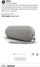 Beats Pill x Kim Kardashian Speaker Light Gray Wireless Portable Bluetooth 2024