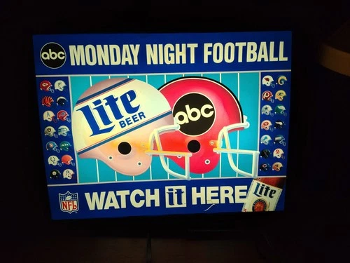 1990's Rare Miller Lite Beer Vintage NFL ABC Monday Night Football Lighted Sign