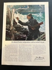 Vtg 1963 AD John Hancock Life Ins, Yankee, Ocean, Reverse side Air France Photo