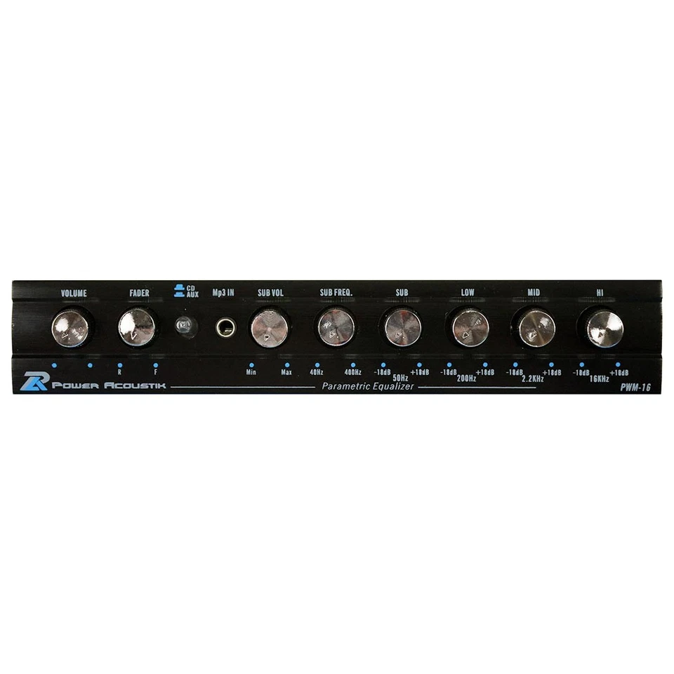 POWER ACOUSTIK 4-BAND GRAPHIC EQUALIZER HALF-DIN CAR EQ w/ PRE-AMP & SUB CONTROL - Image 2 of 4