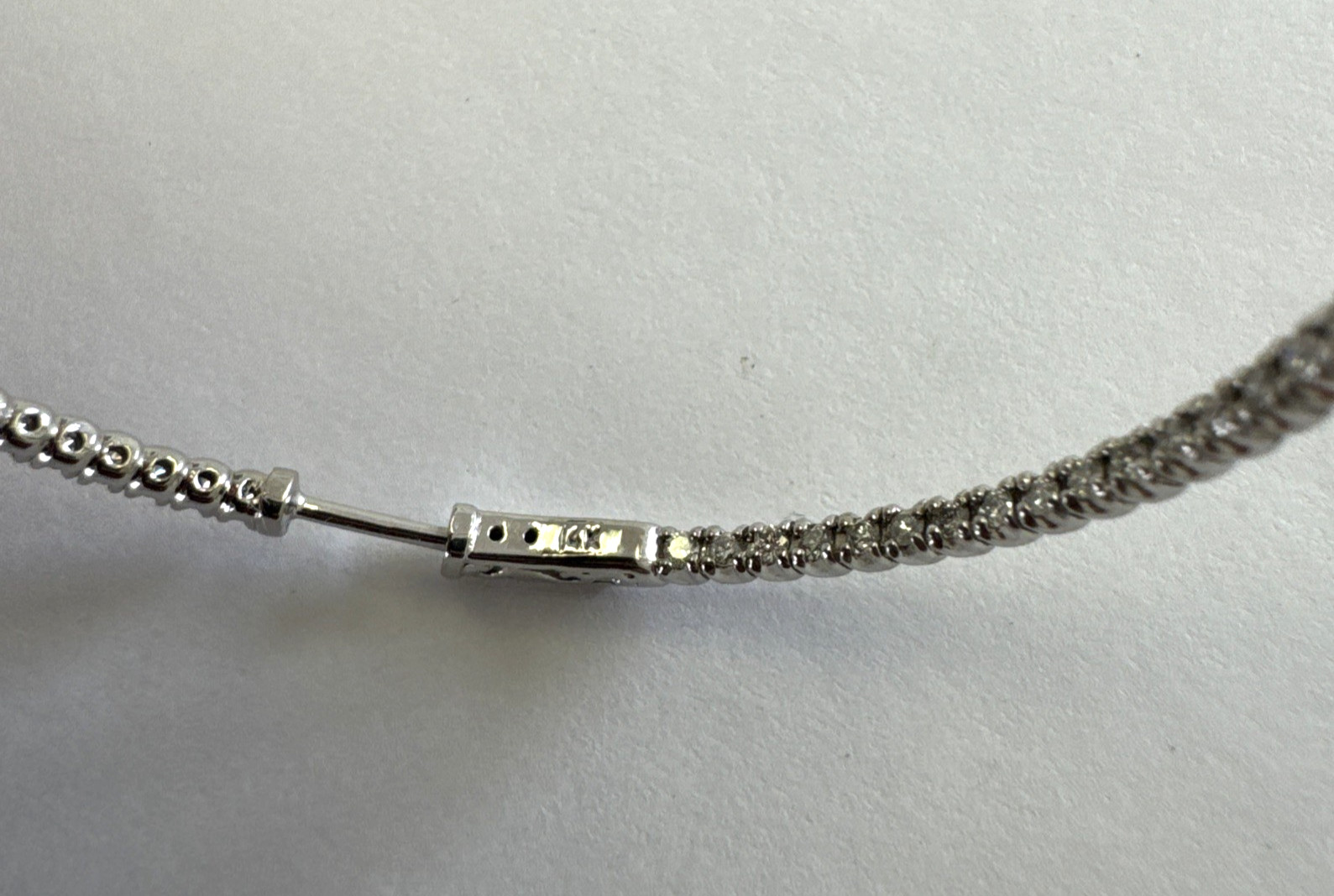 14K Solid White Gold Diamond Extra Large Hoop Ear… - image 6