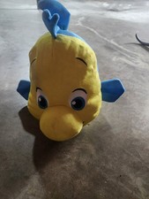 The Little Mermaid Flounder Yellow Blue Fish Plush Stuffed Animal Small 1990s