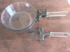 Vintage Pyrex Blue Tinted Glass Flameware Saucepan and 2 Locking Handles 832-B