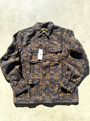 Double RL & Co. RRL Men's S Geometric Button-Front Shacket Pockets - product listing photo