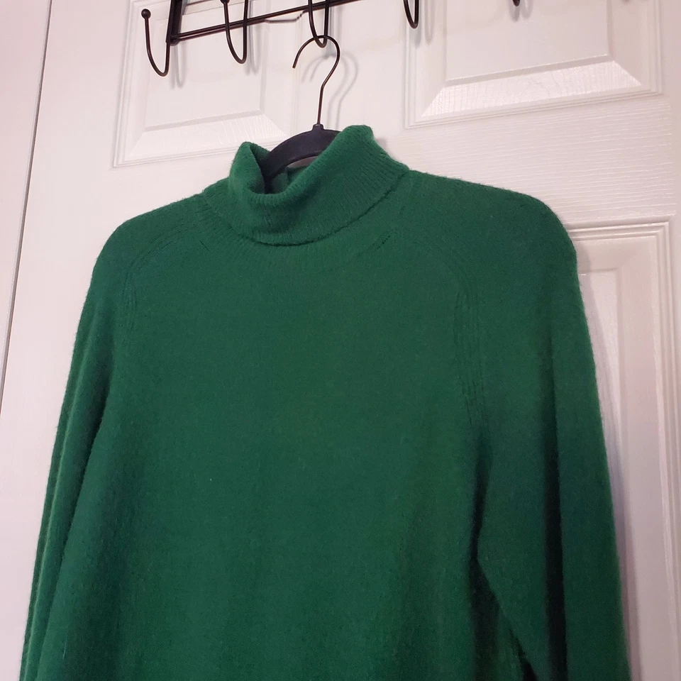 J. Crew Merino Wool Alpaca Dress Knit Emerald Green Turtleneck Pullover Large - Image 3 of 4