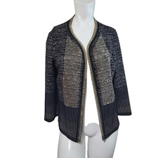 Joseph Ribkoff size 12 blazer jacket stretch chain studs beading embellished