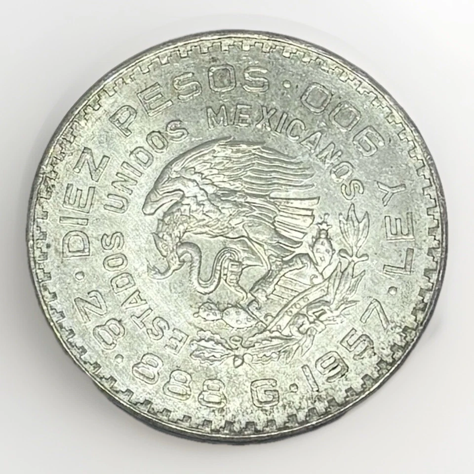 1957 Mexican Independence Benito Pablo Juarez Garcia Silver 10 Pesos Coin BU - Image 2 of 4