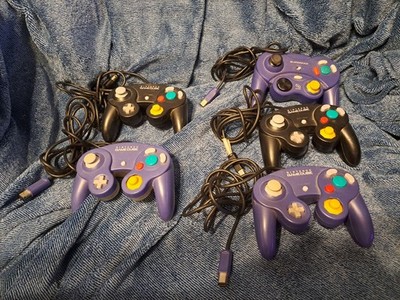 Nintendo GameCube Controller Lot of 5 AS IS Parts/Repair Black Purple UNTESTED