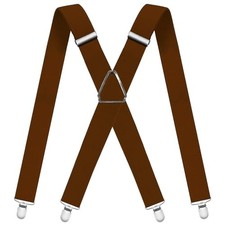 WOXVM Mens Suspenders Adjustable Braces with 4 Strong Metal Clips Elastic Brown
